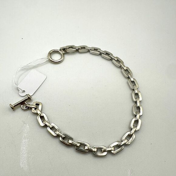 SALE! 8" solid sterling silver stamped Mexico link chain bracelet! - Picture 1 of 7
